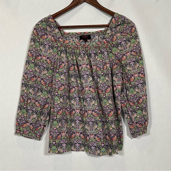 J. Crew Liberty Art Fabrics Strawberry Thief Peony Penny Birds Top - Picture 1 of 10